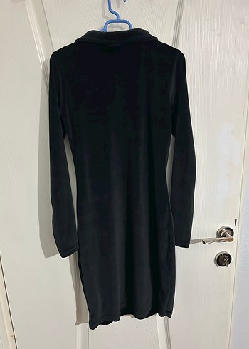 Siyah Fermuarlı Uzun Kollu Mini Elbise - Görsel 4