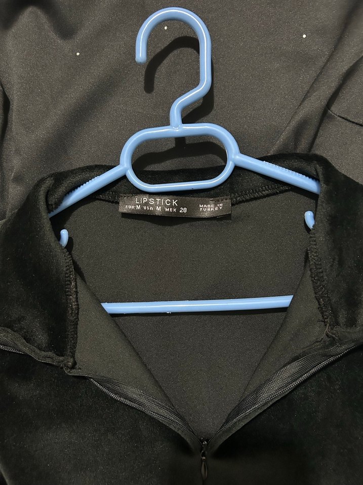 Siyah Fermuarlı Uzun Kollu Mini Elbise - Görsel 5