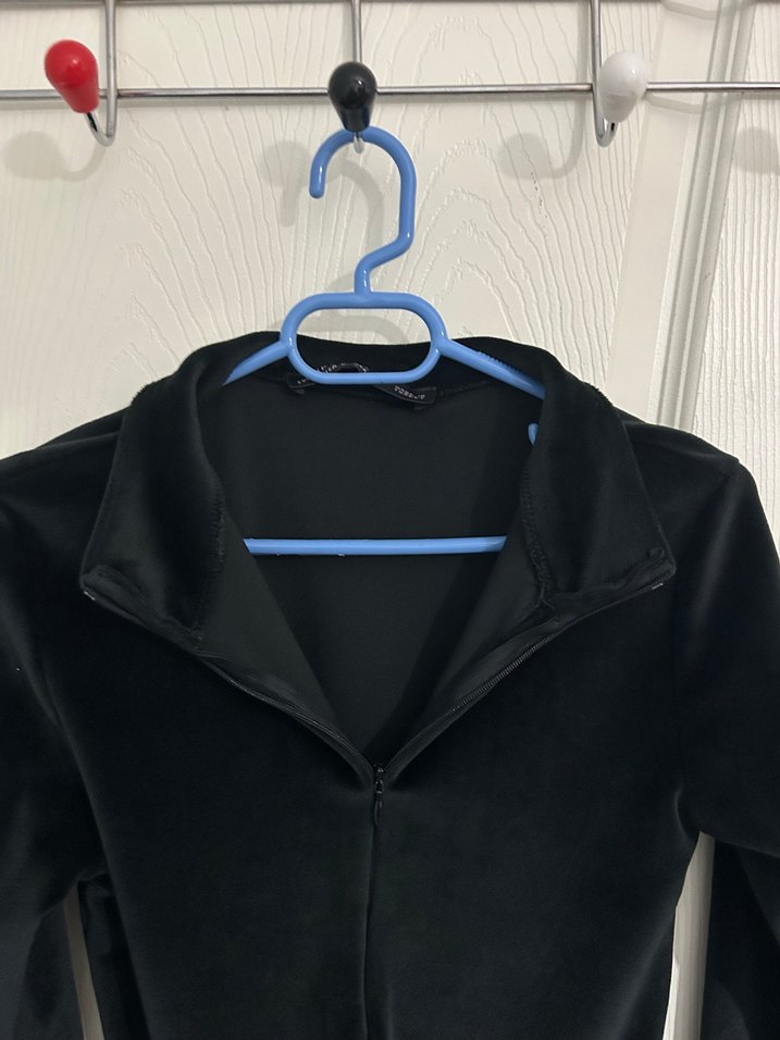 Siyah Fermuarlı Uzun Kollu Mini Elbise - Görsel 3