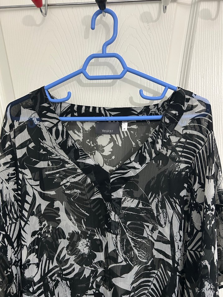 Bohem Siyah V Yaka Salaş Bluz - Görsel 2