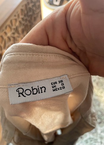 Robin Bej Uzun Kollu Keten Midi Gömlek