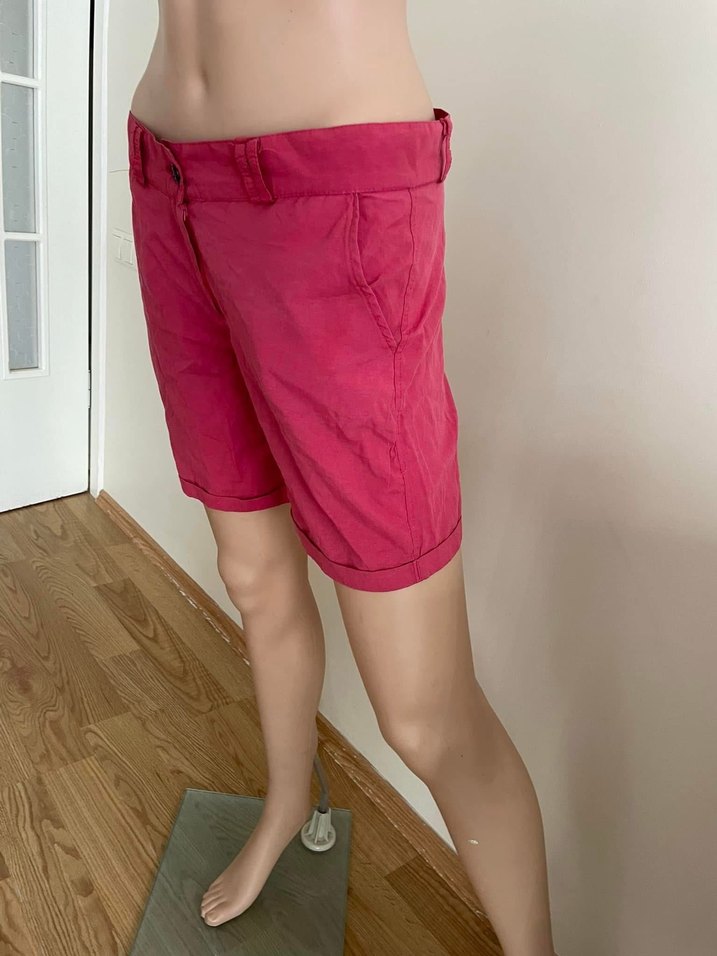 Pembe Loose Fit Keten Mini Şort - Görsel 3