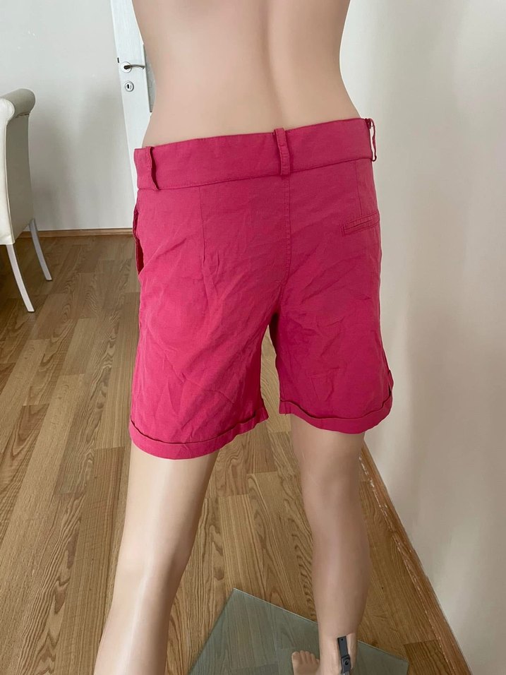 Pembe Loose Fit Keten Mini Şort - Görsel 4