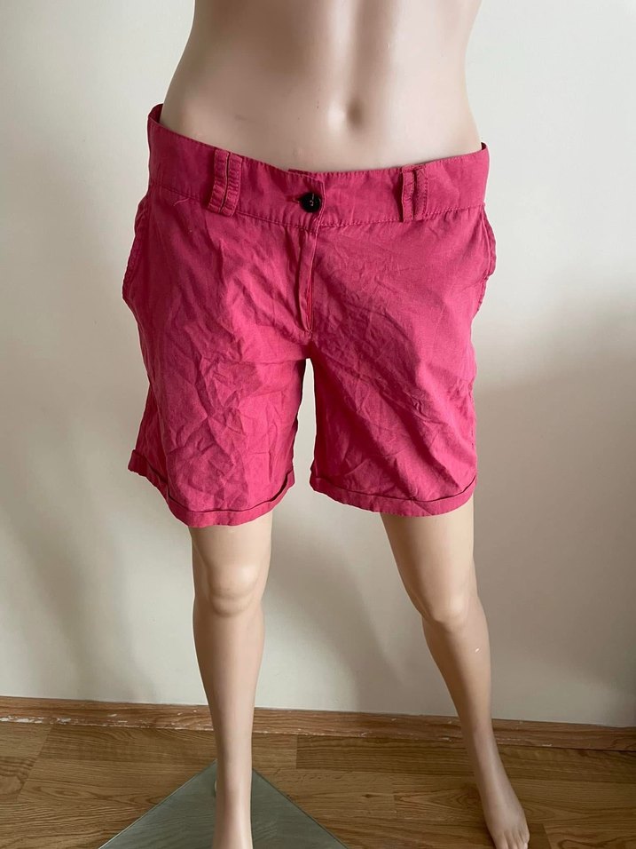 Pembe Loose Fit Keten Mini Şort - Görsel 2