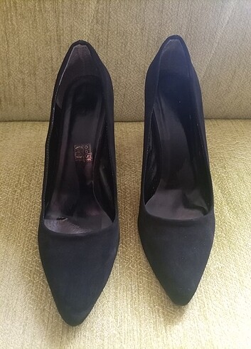 Bonacure Siyah süet stiletto ayakkabı 
