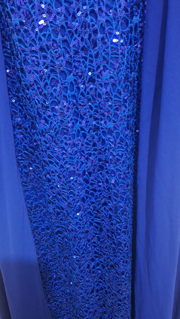 Mavi Uzun Kollu Kadın Abiye Elbise - Görsel 4