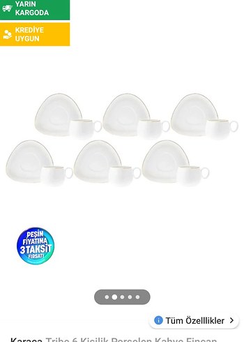 Beyaz İnce Kenarlı Fincan ve Tabak Seti - Görsel 5