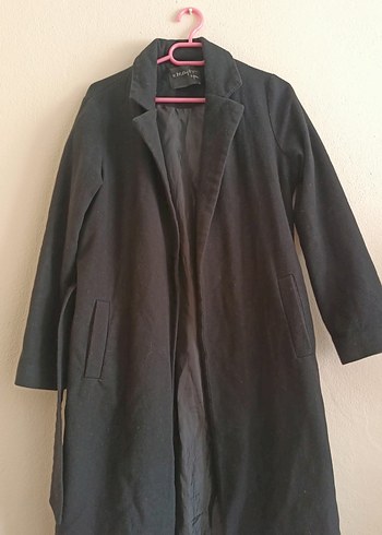 Gri Midi Uzunlukta Kuşaklı Kadın Kaban - Görsel 2