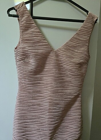 Toz pembe ışıltılı mini elbise