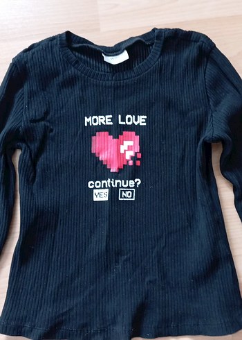 Kız Çocuk Siyah Uzun Kollu Triko Tişört - Görsel 2