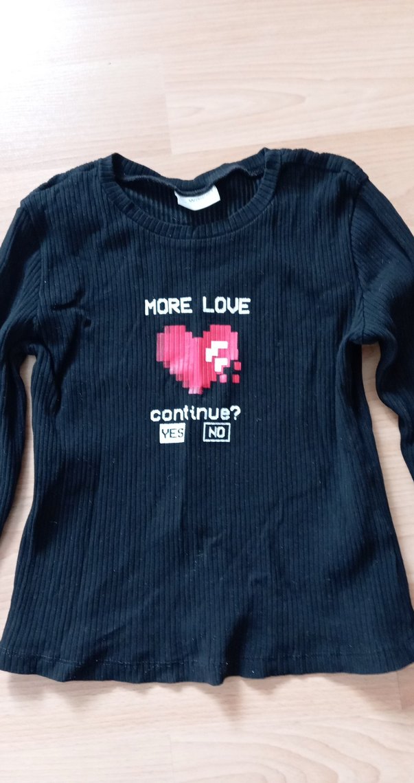 Kız Çocuk Siyah Uzun Kollu Triko Tişört - Görsel 2