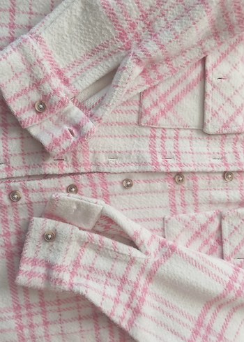 Düğmeli Pembe Pamuklu Kalın Kiz çocuk Gömlek - Görsel 4