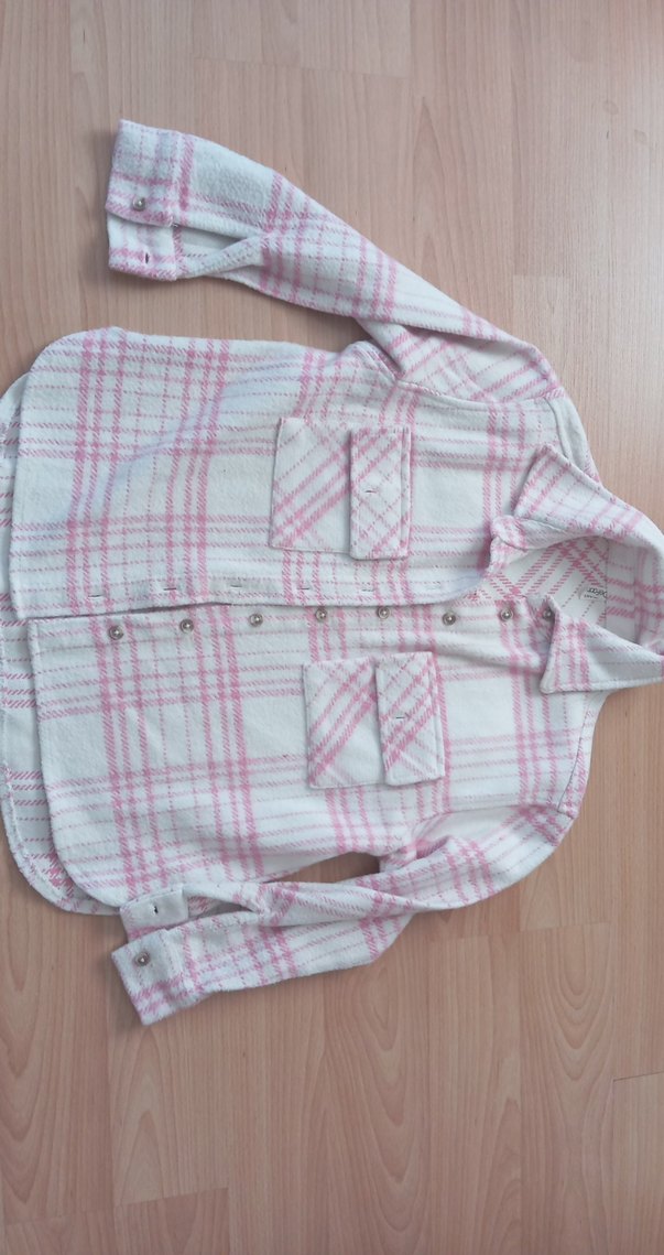 Düğmeli Pembe Pamuklu Kalın Kiz çocuk Gömlek - Görsel 2