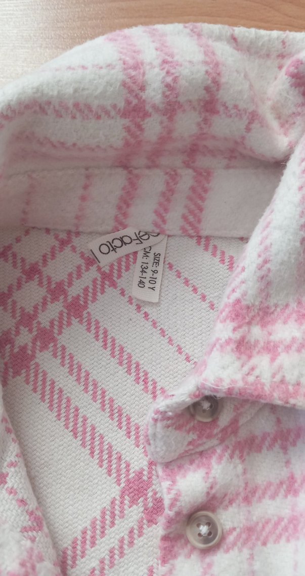 Düğmeli Pembe Pamuklu Kalın Kiz çocuk Gömlek - Görsel 5