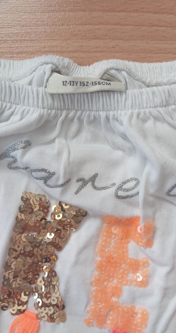 Kız Çocuk Gri Simli Baskılı Tişört - Görsel 3