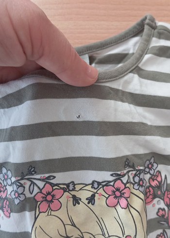 Kız Çocuk Gri Çizgili Uzun Kollu Tişört - Görsel 3