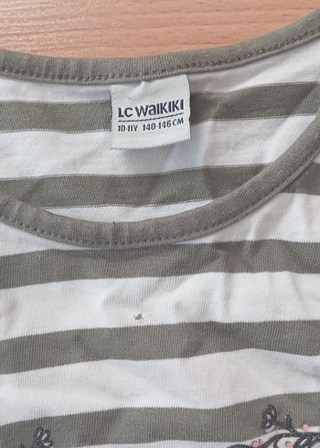 Kız Çocuk Gri Çizgili Uzun Kollu Tişört - Görsel 4