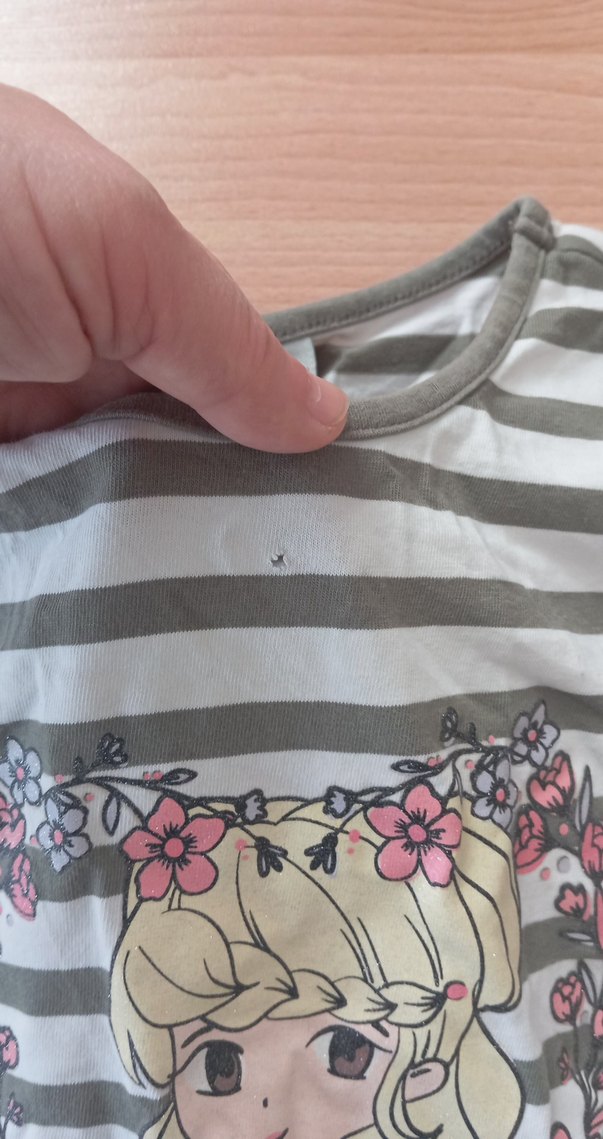 Kız Çocuk Gri Çizgili Uzun Kollu Tişört - Görsel 3