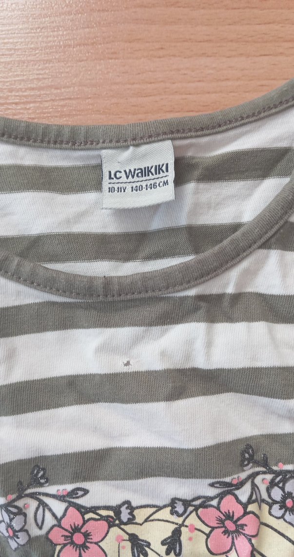 Kız Çocuk Gri Çizgili Uzun Kollu Tişört - Görsel 4