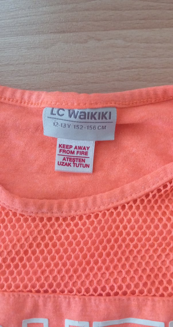 Turuncu Kız Çocuk Tişörtü Velcro Detaylı - Görsel 3