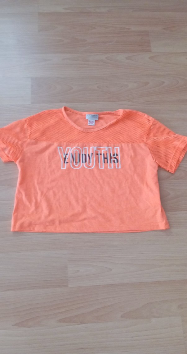 Turuncu Kız Çocuk Tişörtü Velcro Detaylı - Görsel 2