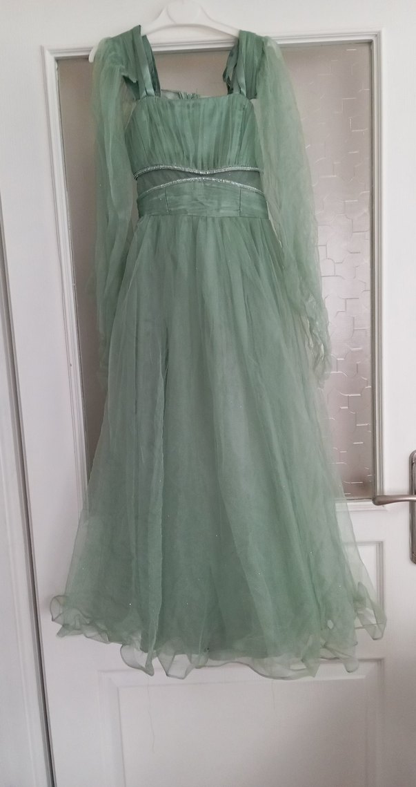 Erkut marka Kız çocuk Yeşil Vintage Abiye Elbise - Görsel 3