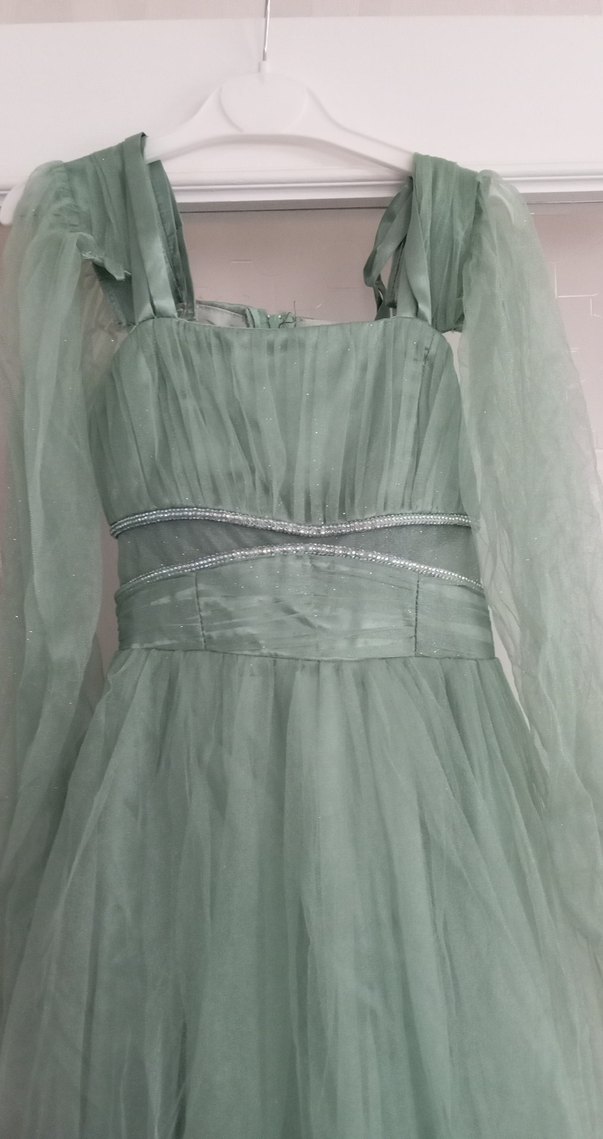 Erkut marka Kız çocuk Yeşil Vintage Abiye Elbise - Görsel 4