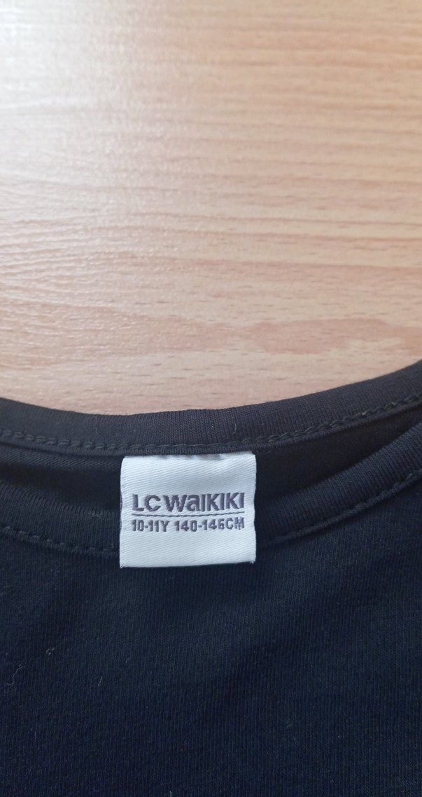 Kız Siyah Baskılı Kısa Kollu Tişört - Görsel 4