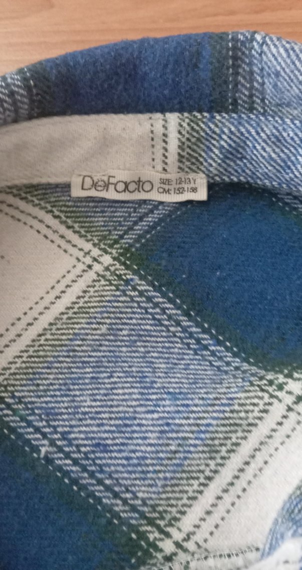 Mavi Krem Ekose Pamuklu Uzun Kollu Erkek Çocuk Gömlek - Görsel 3