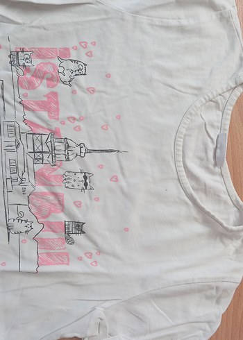 Beyaz Baskılı Kız Çocuk Tişörtü - Görsel 5