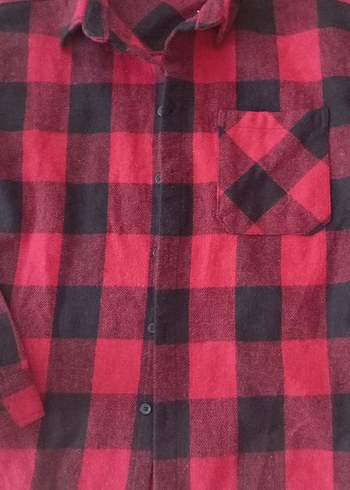 Erkek çocuk kırmızı siyah Kareli Kalın Uzun Kollu Gömlek - Görsel 2