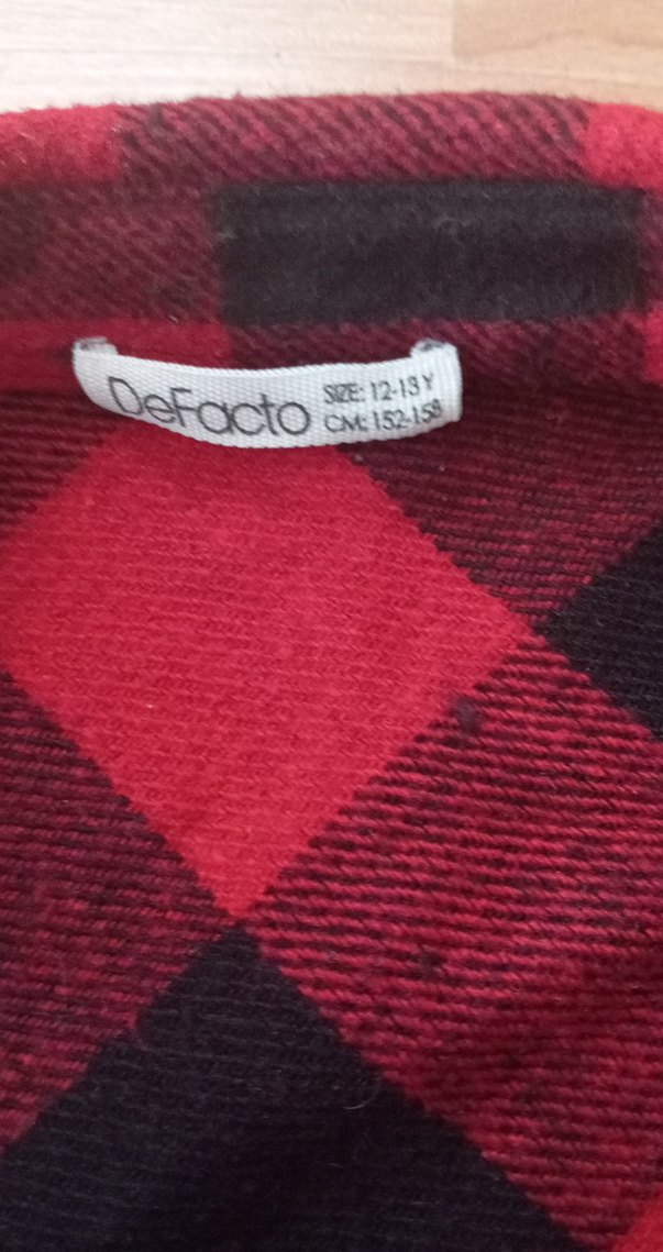 Erkek çocuk kırmızı siyah Kareli Kalın Uzun Kollu Gömlek - Görsel 3