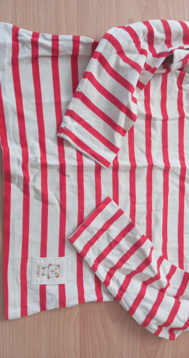 Kız Çocuk Kırmızı Çizgili Uzun Kollu Tişört - Görsel 3