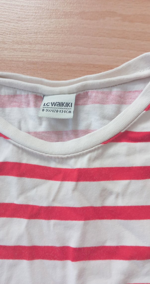 Kız Çocuk Kırmızı Çizgili Uzun Kollu Tişört - Görsel 4