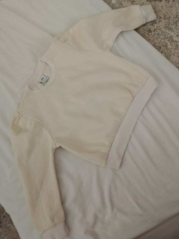 Kız Çocuk Beyaz Basic Sweatshirt - Görsel 2