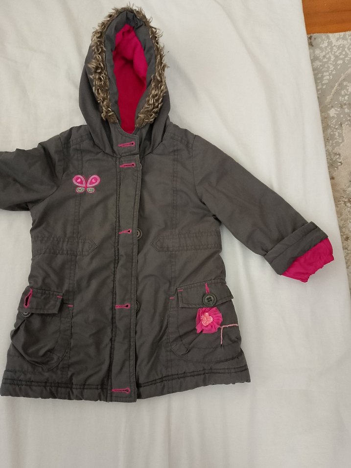 LC Waikiki Pembe Gri Desenli Çocuk mont - Görsel 2