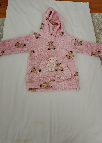 Kapüşonlu Kız Çocuk Pembe polar - Görsel 3