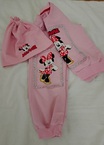Pembe Minnie Baskılı Bebek Kız Takımı - Görsel 2
