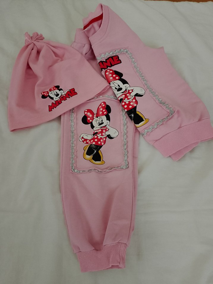 Pembe Minnie Baskılı Bebek Kız Takımı - Görsel 2