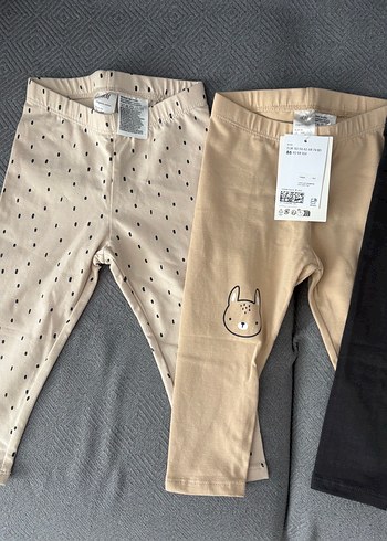 12-18 Ay Beden siyah Renk H&M 4'lü Pamuklu Kız Tayt Seti