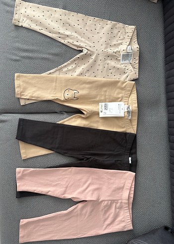 12-18 Ay Beden H&M 4'lü Pamuklu Kız Tayt Seti