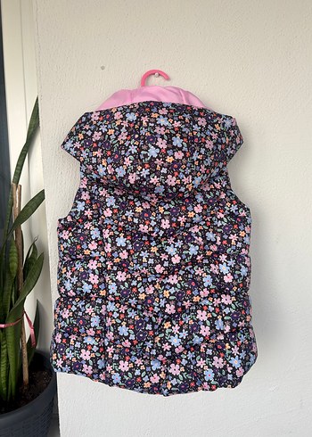 Çiçek Desenli Pembe Kız Yelek - Görsel 2