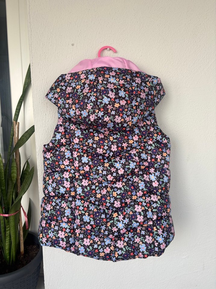 Çiçek Desenli Pembe Kız Yelek - Görsel 2