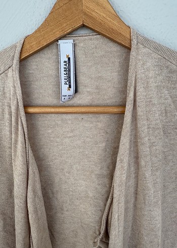 Bej Uzun Kollu Keten Kadın Hırka - Görsel 2