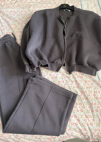 Gri Yüksek Yakalı Salaş Kadın Eşofman Takımı - Görsel 7