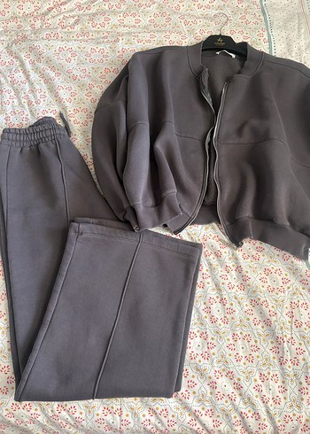 Gri Yüksek Yakalı Salaş Kadın Eşofman Takımı - Görsel 3