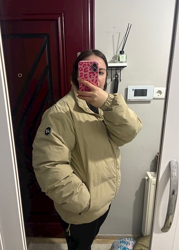 Bej Kadın Şişme Kısa Mont - Görsel 2