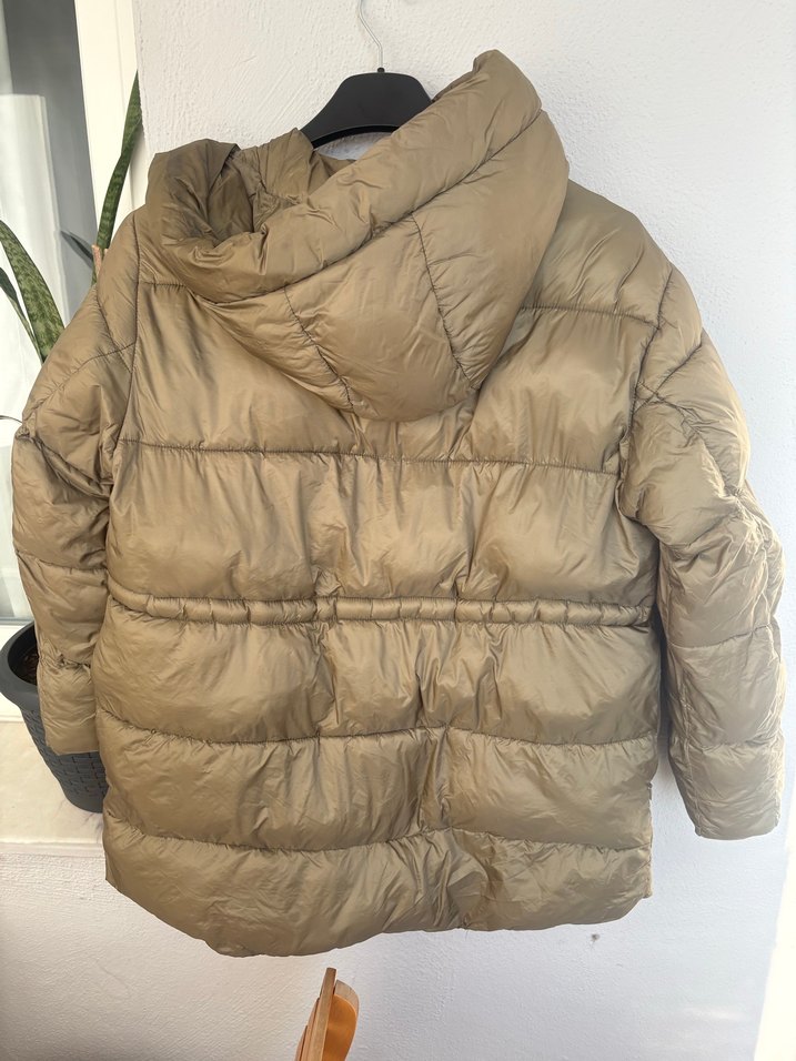 Bej Midi Kadın Kışlık Mont - Görsel 3