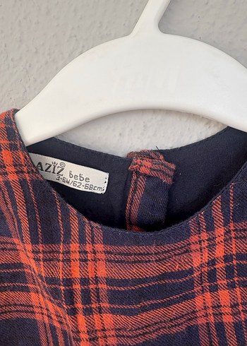 Kız Çocuk Turuncu Kareli Elbise - Görsel 2