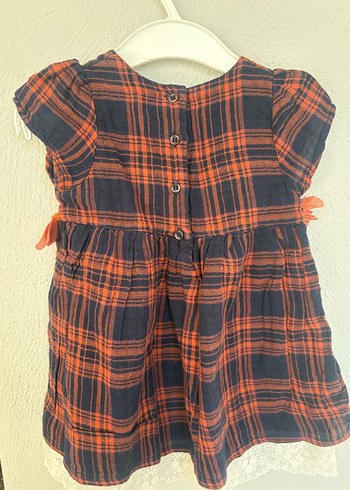 Kız Çocuk Turuncu Kareli Elbise - Görsel 3